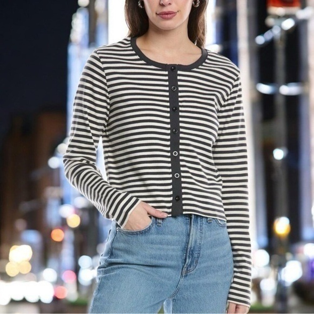 NWOT Chaser Brady Stripe Button Cardigan Lightweight Steam Punk Grunge Skater S